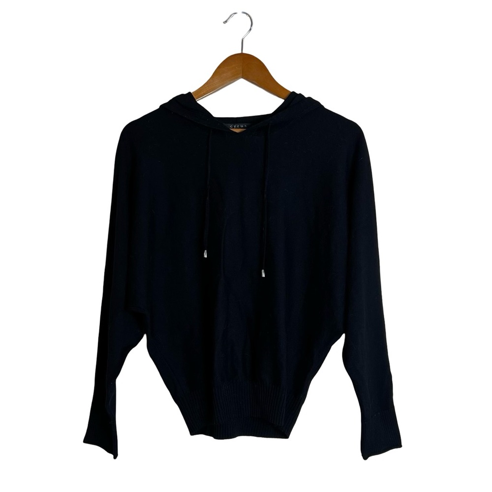Cyrus black knit hooded sweater.‎ Size small